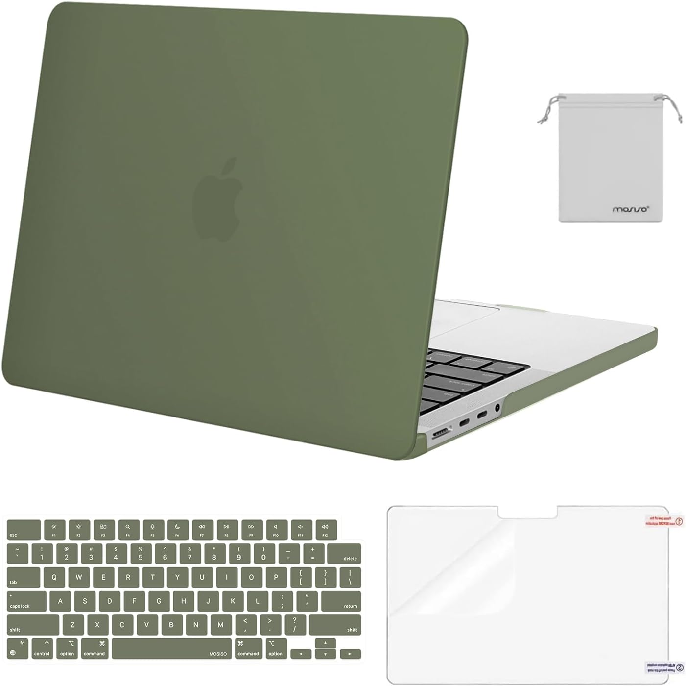 MOSISO Compatible with MacBook Pro 14 inch Case 2025 2024 2023 2022 2021 M4 M3 M2 M1 A3112 A3185 A3401 A2918 A2992 A2779 A2442, Plastic Hard Shell&Keyboard Cover&Screen Film&Pouch, Transparent