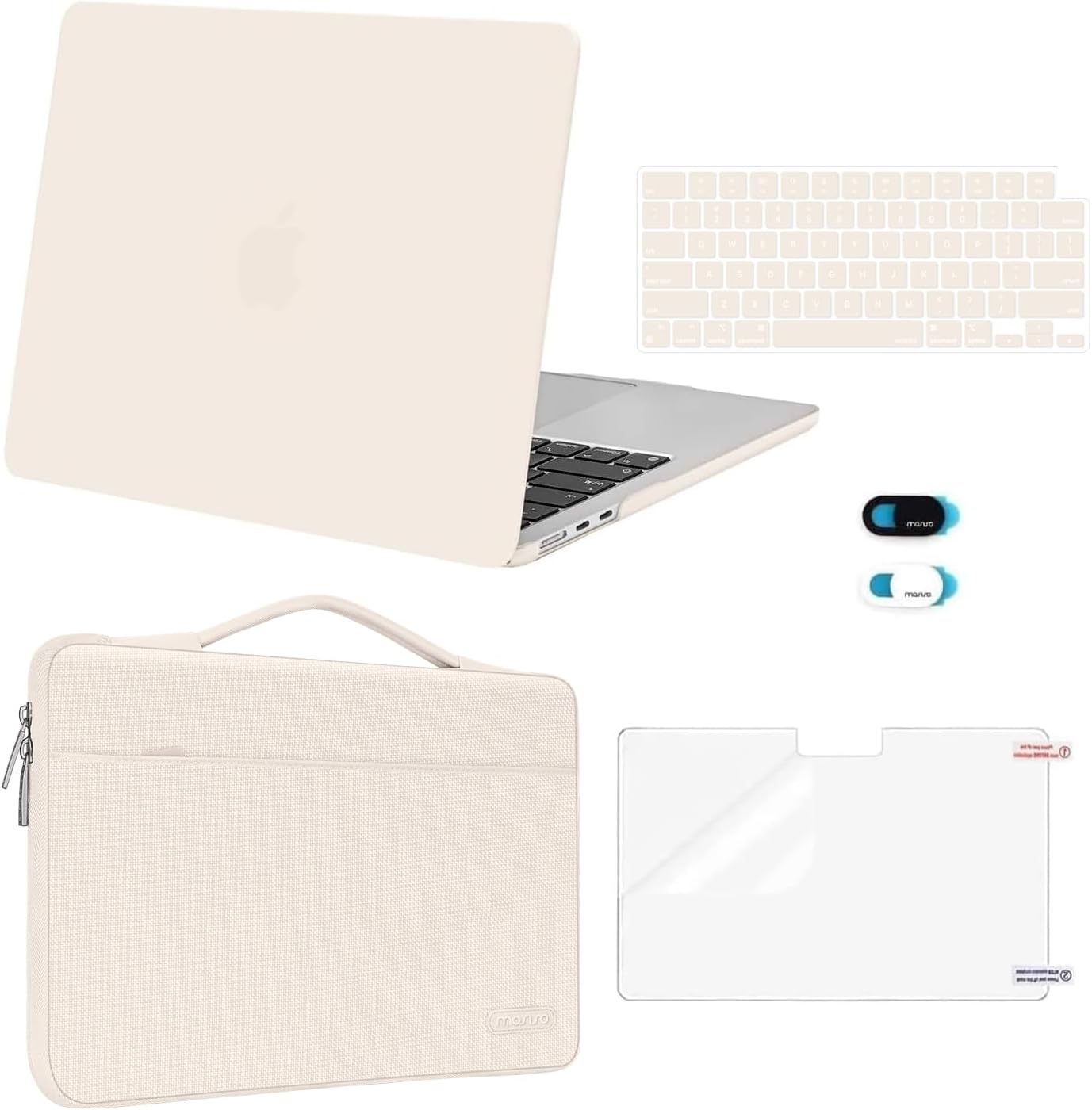 MOSISO Compatible with MacBook Air 13 inch Case M5 2026 M4 2025 M3 M2 2024-2022 A3449 A3240 A3113 A2681,Hard Shell&Sleeve Bag&Keyboard Skin&Webcam Cover&ScreenFilm for MacBook Air 13.6