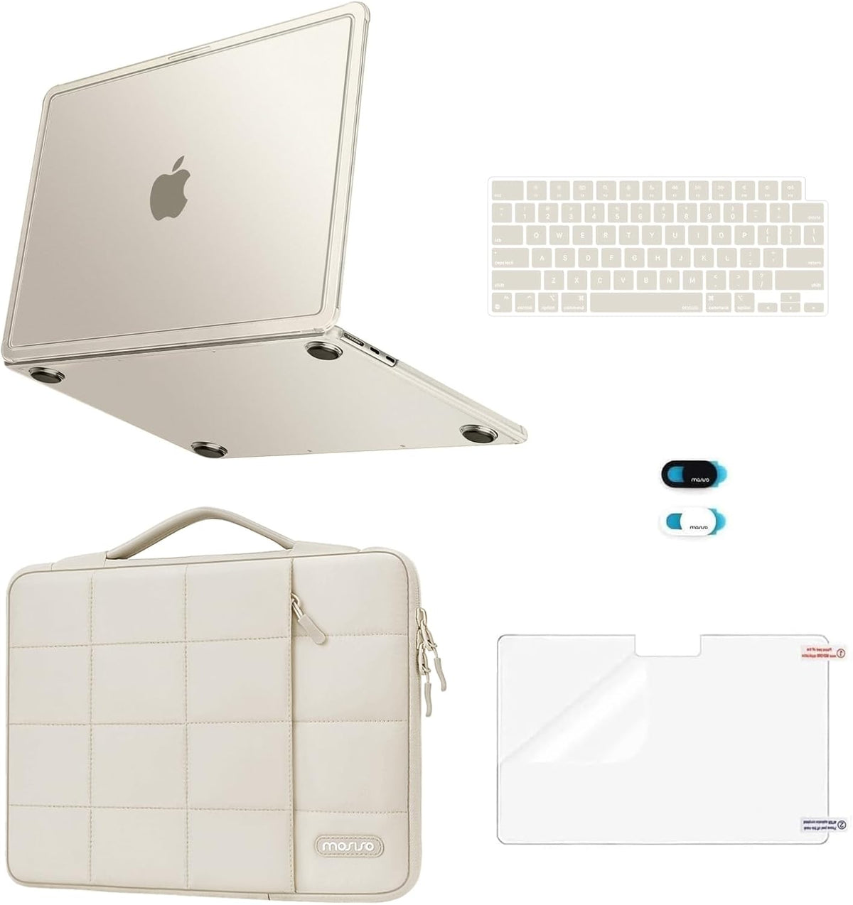 MOSISO 5-in-1 Hard Shell Kit for MacBook Air 13 Inch M5-M2 — A3449/A3240/A3113/A2681, Pink Anti-Crack Case with 2 Keyboard Covers & Webcam Cover