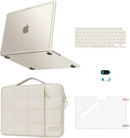 MOSISO 5-in-1 Hard Shell Kit for MacBook Air 13 Inch M5-M2 — A3449/A3240/A3113/A2681, Pink Anti-Crack Case with 2 Keyboard Covers & Webcam Cover
