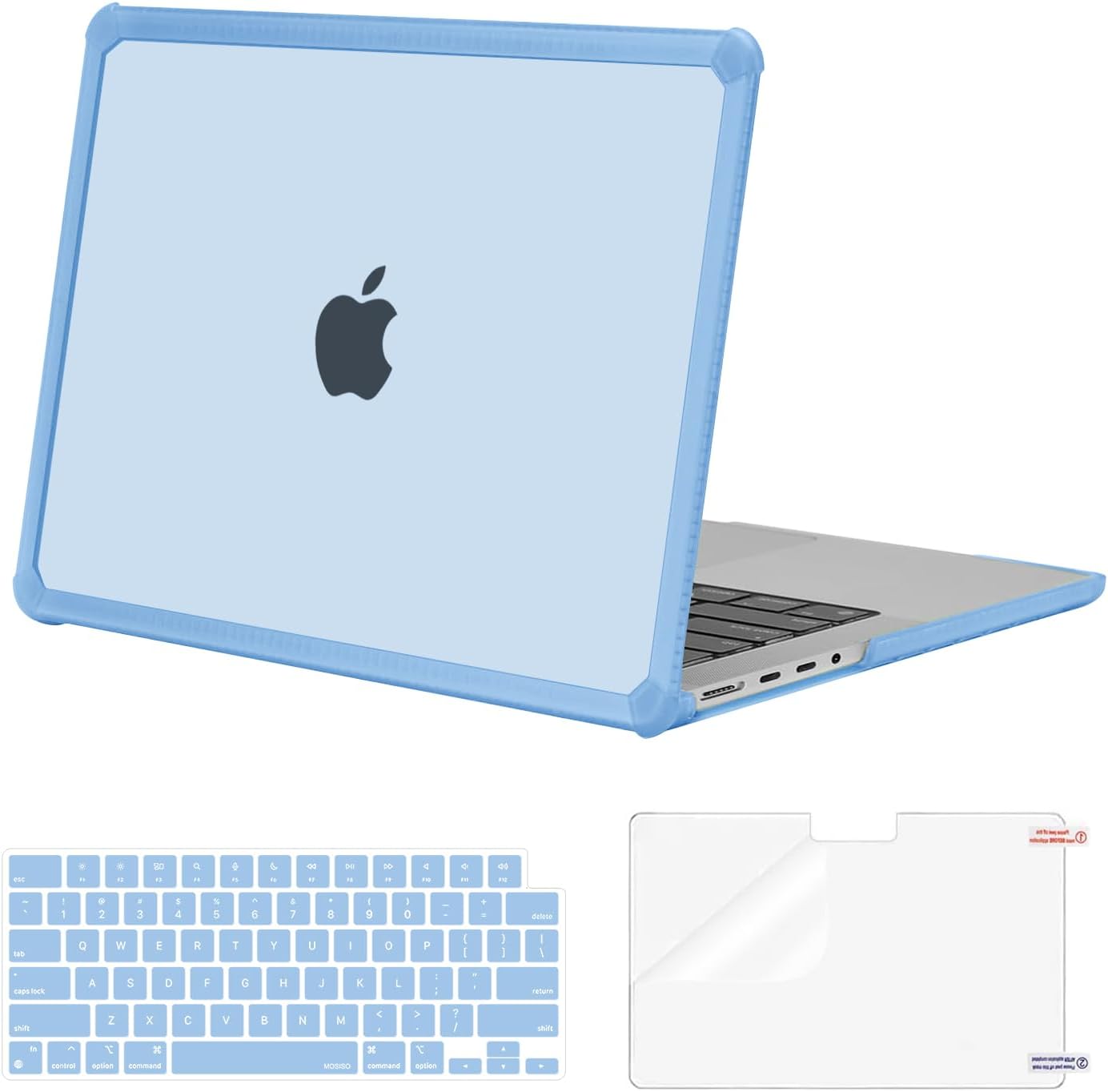 MOSISO Compatible with MacBook Pro 14 inch Case 2025-2021 M4 M3 M2 M1 A3112 A3185 A3401 A2918 A2992 A2779 A2442, Anti-Cracking Heavy Duty TPU Bumper Hard Case&Keyboard Skin&Screen Film, Pink