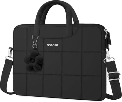 MOSISO Chic‑Rectangle‑Quilted‑Puffy‑Laptop‑Sleeve,Women‑13‑16‑Inch‑Fit,Fleece‑Lining & Branded‑Dual‑Metal‑Zippers