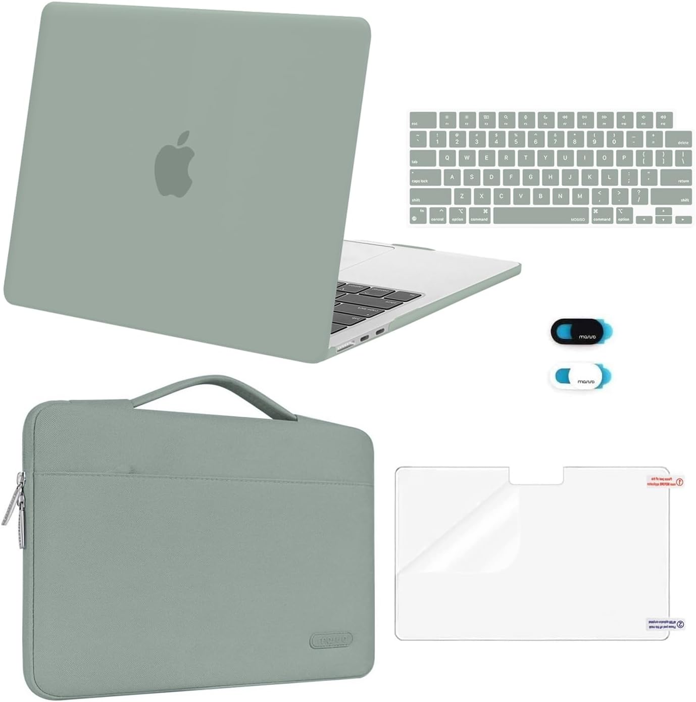 MOSISO Compatible with MacBook Air 13 inch Case M5 2026 M4 2025 M3 M2 2024-2022 A3449 A3240 A3113 A2681,Hard Shell&Sleeve Bag&Keyboard Skin&Webcam Cover&ScreenFilm for MacBook Air 13.6