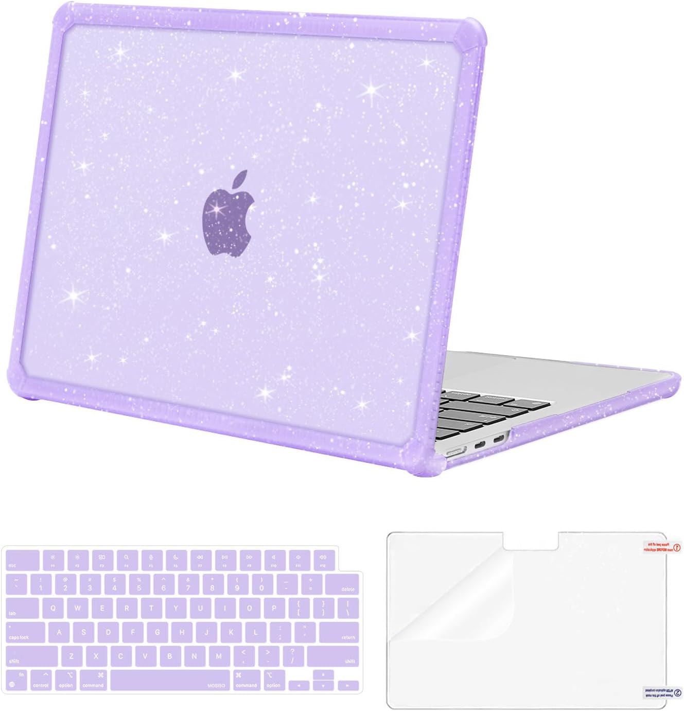 MOSISO Compatible with MacBook Air 13 inch Case M5 2026 M4 2025 M3 M2 2024-2022 A3449 A3240 A3113 A2681, Glitter Hard Case with TPU Bumper&Keyboard Cover&Screen Film for MacBook Air 13.6