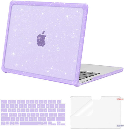 MOSISO Compatible with MacBook Air 13 inch Case M2-M5 2022-2026 A3449 A3240 A3113 A2681, Glitter Hard Case with TPU Bumper, Keyboard Cover & Screen Film