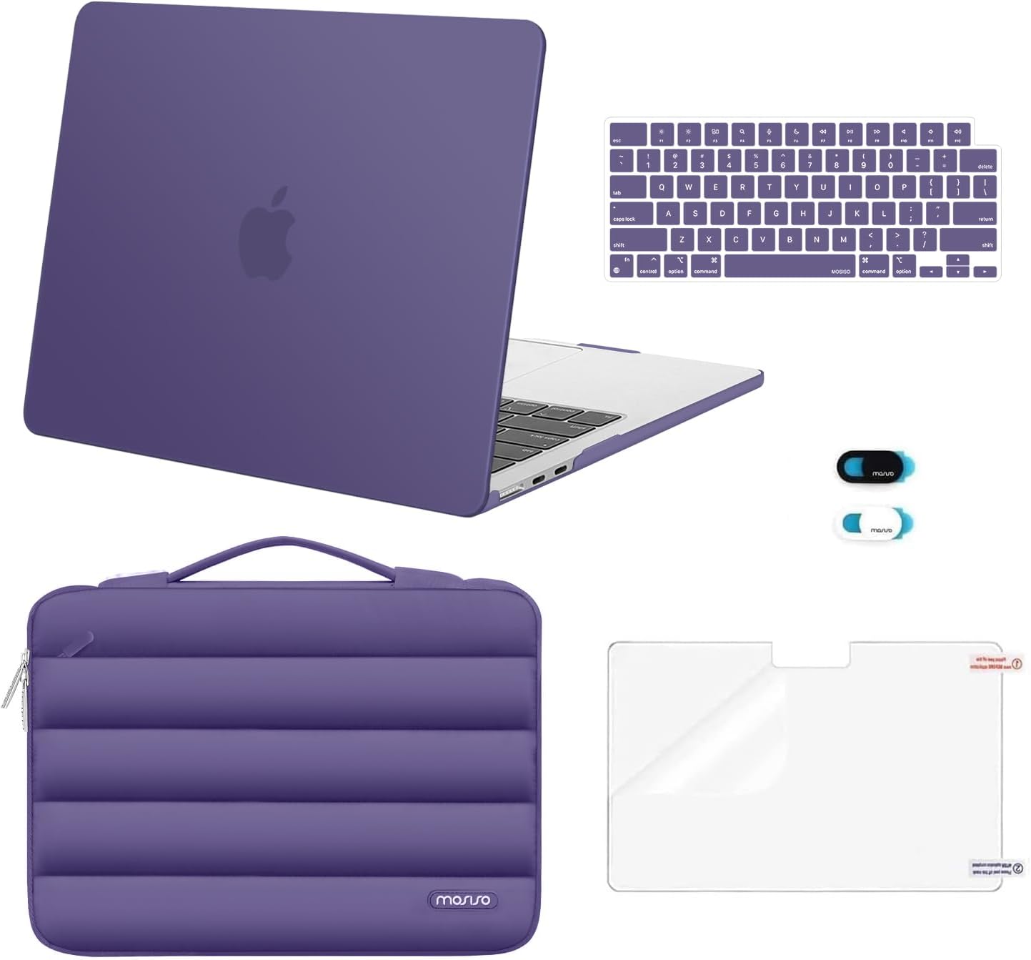 MOSISO Compatible with MacBook Air 13 inch Case M5 2026 M4 2025 M3 M2 2024-2022 A3449 A3240 A3113 A2681, Hard Case&Puffy Bag&Keyboard Cover&Webcam Cover&ScreenFilm for MacBook Air 13.6, Antique Green