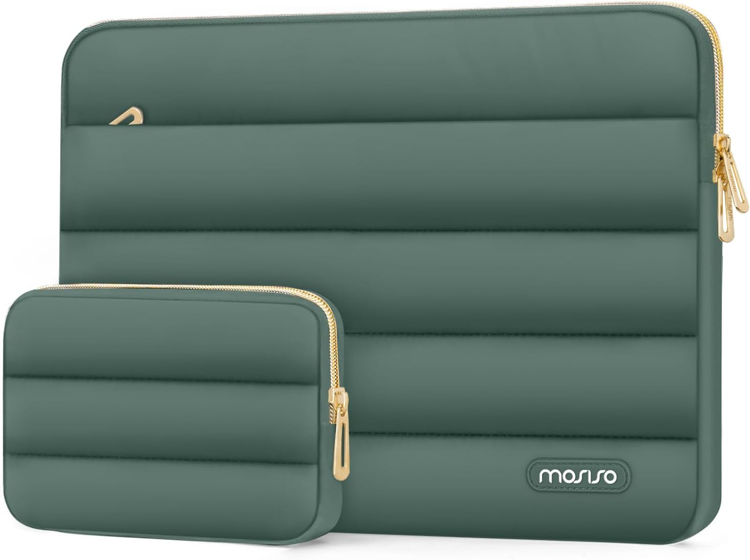 MOSISO Laptop Case 14 inch, 14 inch Puffy Laptop Sleeve Compatible with HP Lenovo Dell ASUS Acer, HP Stream, Dell Latitude, Lenovo IdeaPad, Polyester Horizontal Bag with Small Case, Antique Green mysite
