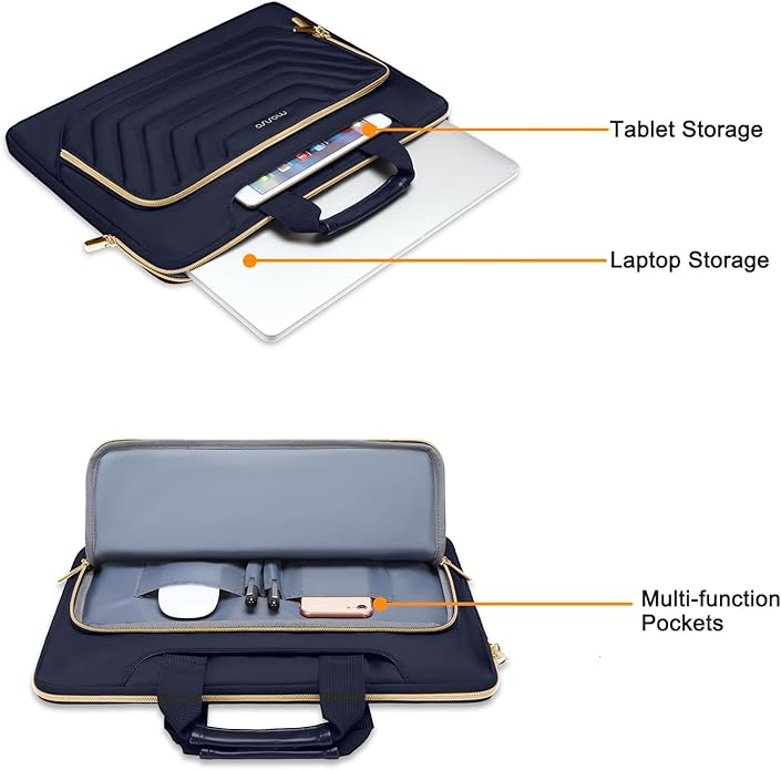 MOSISO Laptop Shoulder Bag,Computer Bag,Messenger Briefcase with Front Inverted Trapezoid Quilted Pocket iMosiso