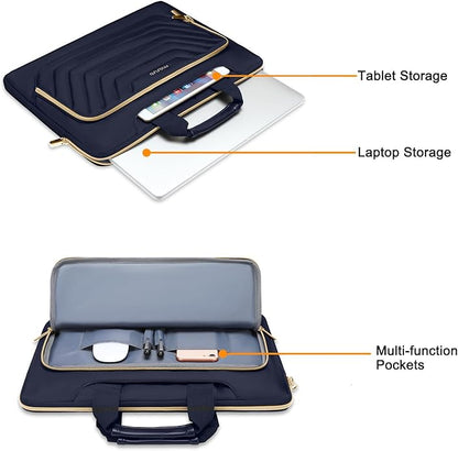 MOSISO Laptop Shoulder Bag,Computer Bag,Messenger Briefcase with Front Inverted Trapezoid Quilted Pocket iMosiso