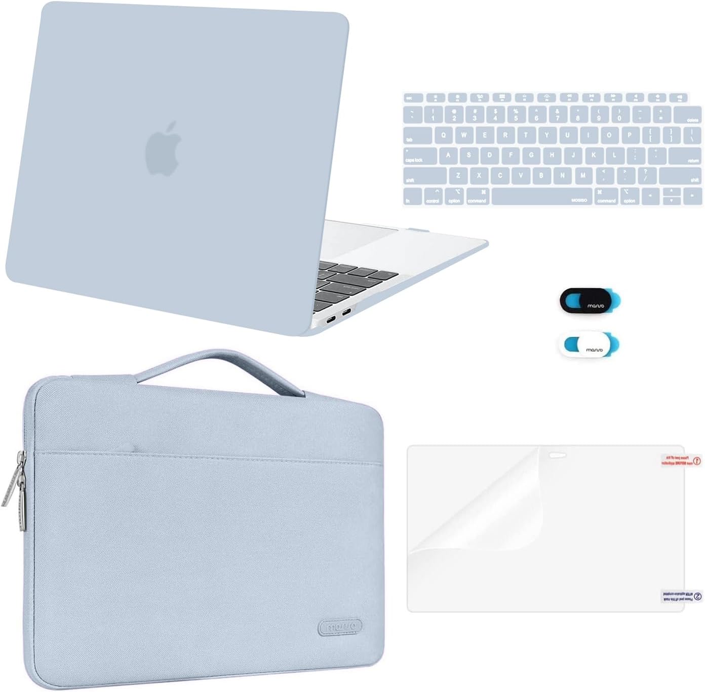 MOSISO Compatible with MacBook Air 13 inch Case M1 Chip 2021 2020 2019 2018 Release A2337 A2179 A1932 Retina Display, Plastic Hard Shell Case&Bag&Keyboard Skin&Webcam Cover&Screen Film, Black