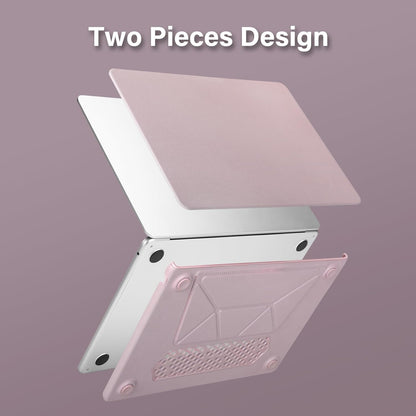 MOSISO Compatible with MacBook Air 15 inch Case 2026 2025 2024 2023 Release M4 A3241 M3 A3114 M2 A2941 Liquid Retina Display&Touch ID, PU Leather Coated Plastic Hard Shell with Fold Kickstand, Pink