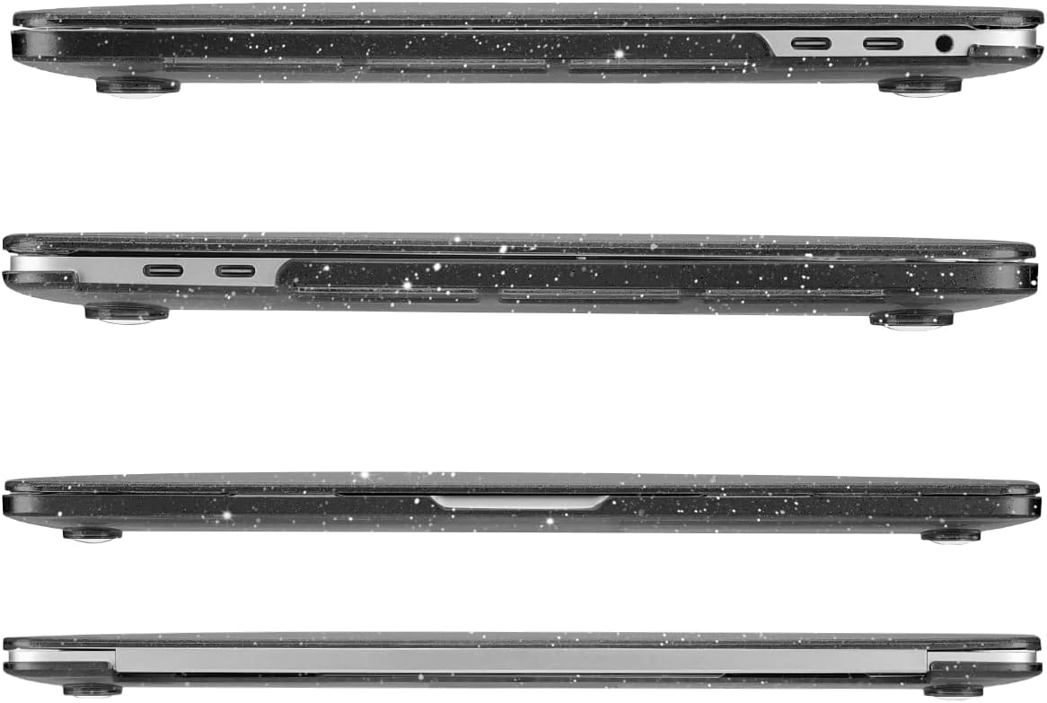 MOSISO Compatible with MacBook Pro 13 inch Case M2 2025, 2024, 2023-2016 A2338 M1 A2251 A2289 A2159 A1989 A1708 A1706, Sparkly Plastic Hard Shell Case&Keyboard Skin&Screen Protector&Pouch, Black