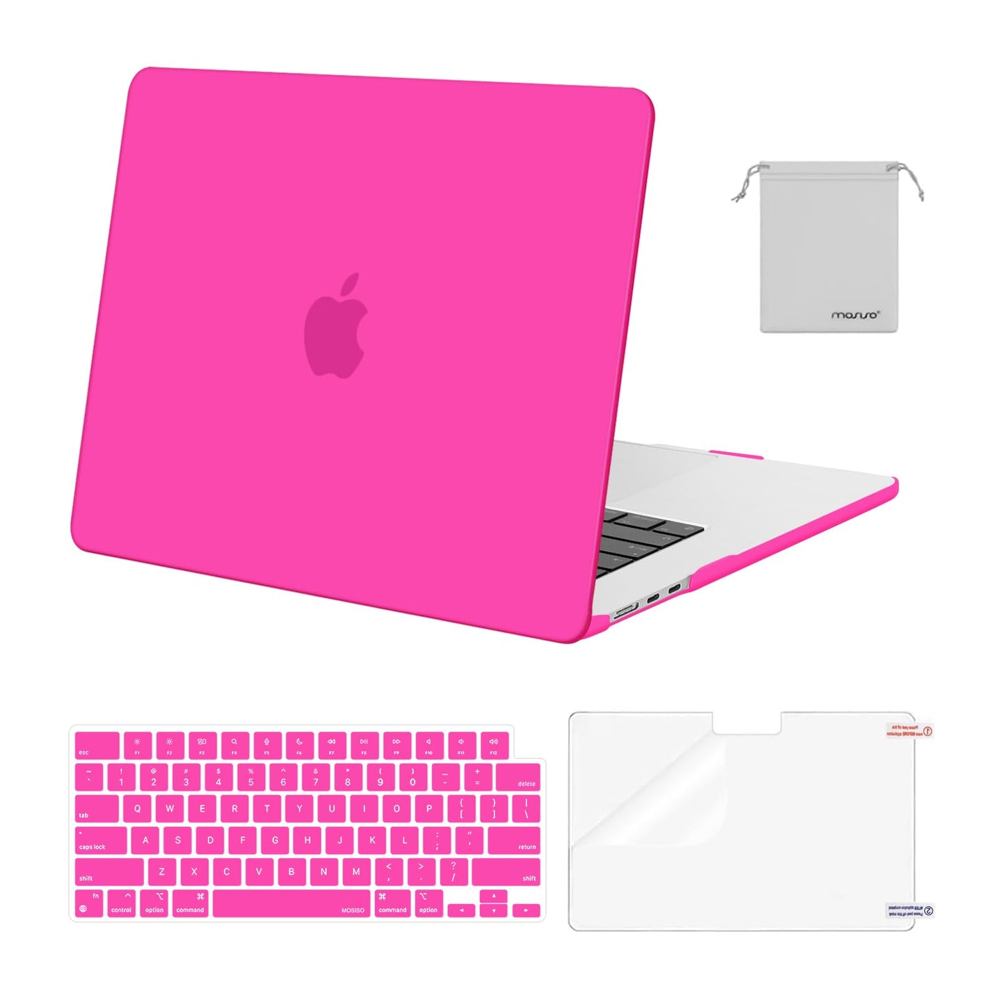 MOSISO Compatible with MacBook Air 15 inch Case M4 M3 M2 2025 2024 2023 Release A3241 A3114 A2941 with Touch ID, Plastic Hard Shell Case&Keyboard Cover&Screen Protector&Storage Bag, Crystal Clear