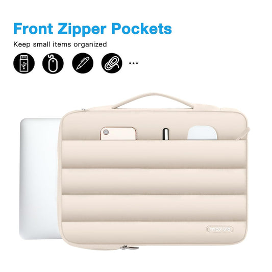 MOSISO 360 Protective 13-14 inch Laptop Case, 13.3 inch Puffy Laptop Sleeve Compatible with MacBook Air 13 13.6 M4 M3 M2 M1/Pro 13/14, HP,Dell,ASUS,Lenovo,Polyester Horizontal Side Open Bag, Sand iMosiso