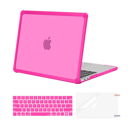 MOSISO Compatible with MacBook Pro 13 inch Case M2 2025-2016 A2338 M1 A2251 A2289 A2159 A1989 A1708 A1706, Anti-Cracking Heavy Duty Plastic TPU Bumper Hard Case&Keyboard Skin&Screen Film, Pink