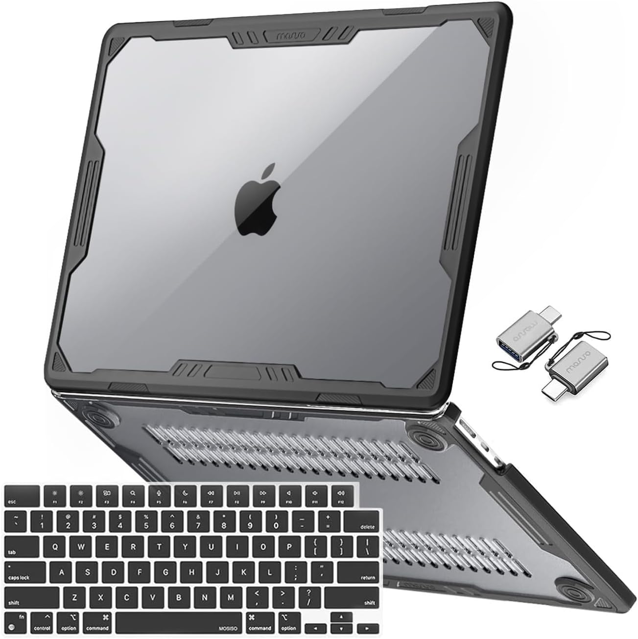 MOSISO Compatible with MacBook Air 13 inch Case 2026-2022 M5 A3449 M4 A3240 M3 A3113 M2 A2681, 3 in 1 Kit Symmetric Geometric Heavy Duty Hard Case with TPU Bumper for MacBook Air 13.6