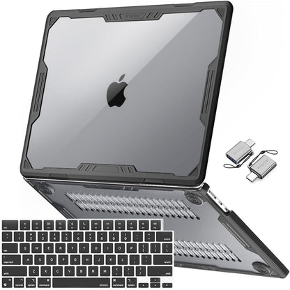 MOSISO Compatible with MacBook Air 13 inch Case M2-M5 2022-2026 A2681 A3113 A3240 A3449, 3 in 1 Kit Symmetric Geometric Heavy Duty Hard Case with TPU Bumper