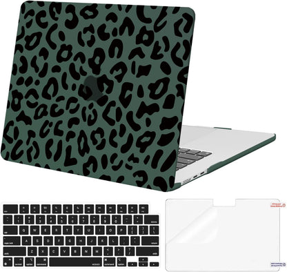 MOSISO 3 in 1 Leopard Grain Hard Shell Case Compatible with MacBook Air 15 Inch M5-M2 2023-2026 A3448 A3241 A3114 A2941, Touch ID Laptop Cover With Keyboard Cover Screen Protector, Multi Colors Available