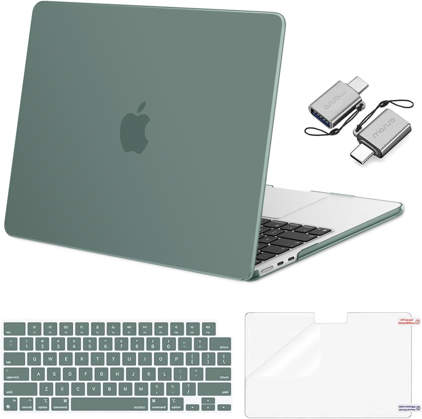 MOSISO Compatible with MacBook Air 13 inch Case M5 2026 M4 2025 M3 M2 2024-2022 A3449 A3240 A3113 A2681, Hard Shell&Keyboard Cover&Screen Film&Type C for MacBook Air 13.6 inch Case