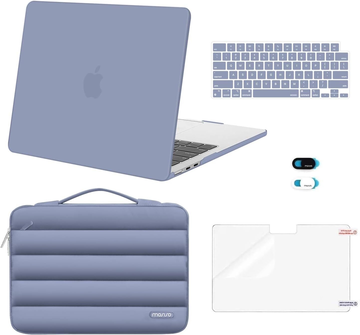 MOSISO Compatible with MacBook Air 13 inch Case M5 2026 M4 2025 M3 M2 2024-2022 A3449 A3240 A3113 A2681, Hard Case&Puffy Bag&Keyboard Cover&Webcam Cover&ScreenFilm for MacBook Air 13.6, Antique Green