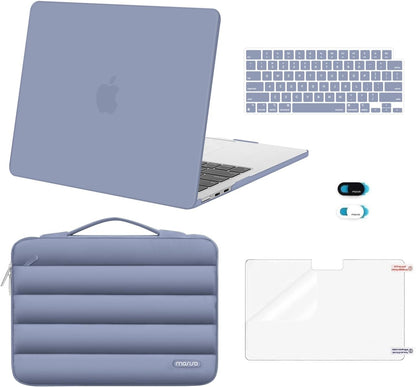 MOSISO Compatible with MacBook Air 13 inch Case M5 2026 M4 2025 M3 M2 2024-2022 A3449 A3240 A3113 A2681, Hard Case&Puffy Bag&Keyboard Cover&Webcam Cover&ScreenFilm for MacBook Air 13.6, Antique Green