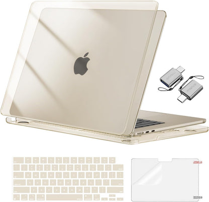 MOSISO Compatible with MacBook Air 15 inch Case M5-M2 2026-2023 A3448 A3241 A3114 A2941, Hard Shell&Keyboard Cover&Screen Film&Type C, Great for Study Travel Work