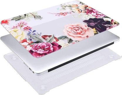 MOSISO Compatible with MacBook Air 13 inch Case (A1369 & A1466, Older Version 2010-2017 Release), Plastic Rose Leaves Hard Shell Case & Keyboard Cover & Screen Protector, Transparent