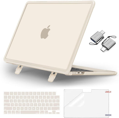 MOSISO Shock-Absorbing Cover Compatible with MacBook Air 13 inch Case M2-M5 2022-2026 A2681 A3113 A3240 A3449, 4 in 1 Kit Anti-Crack Hard Shell with Kickstand