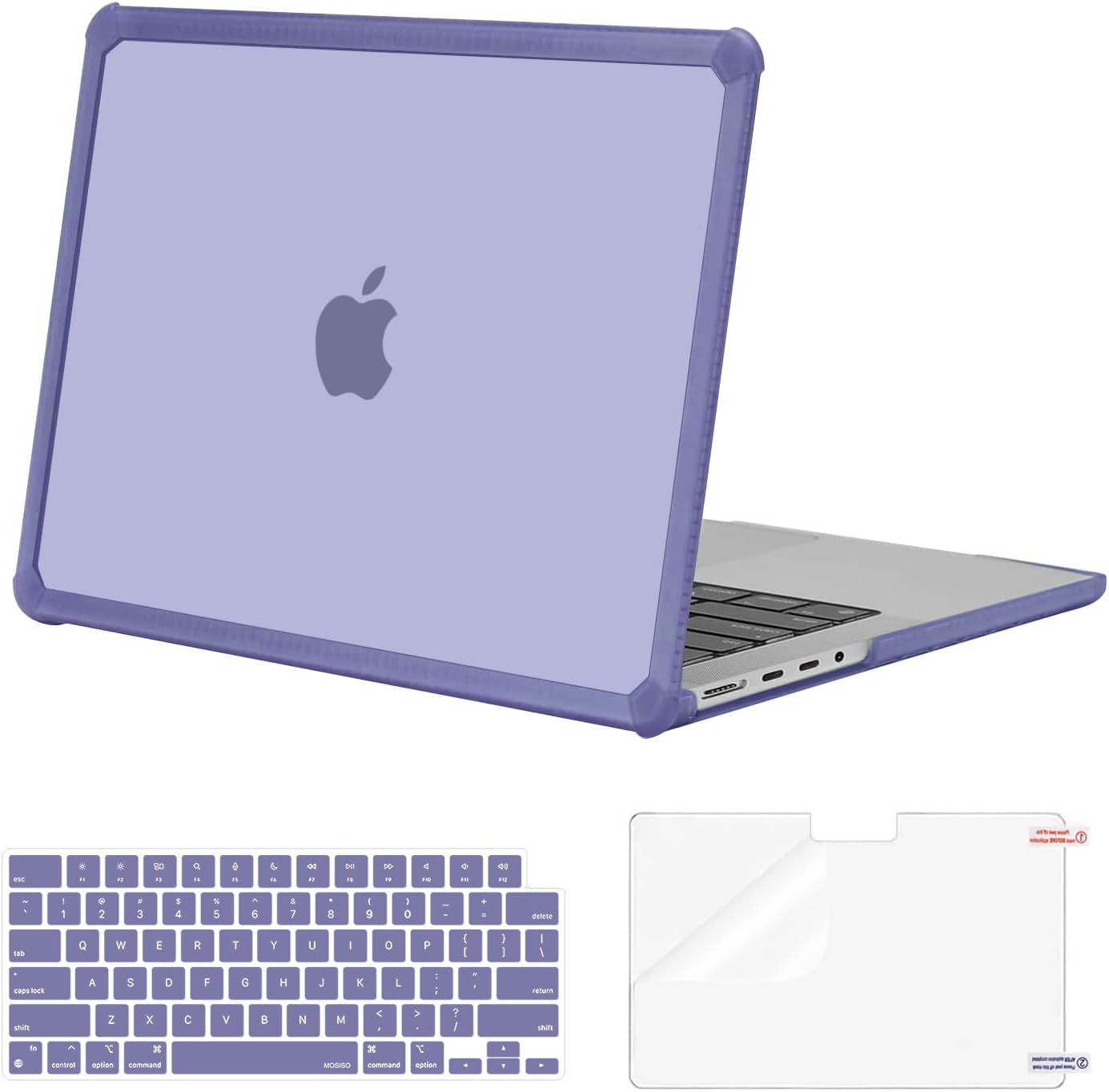 MOSISO Compatible with MacBook Pro 14 inch Case 2025-2021 M4 M3 M2 M1 A3112 A3185 A3401 A2918 A2992 A2779 A2442, Anti-Cracking Heavy Duty TPU Bumper Hard Case&Keyboard Skin&Screen Film, Pink