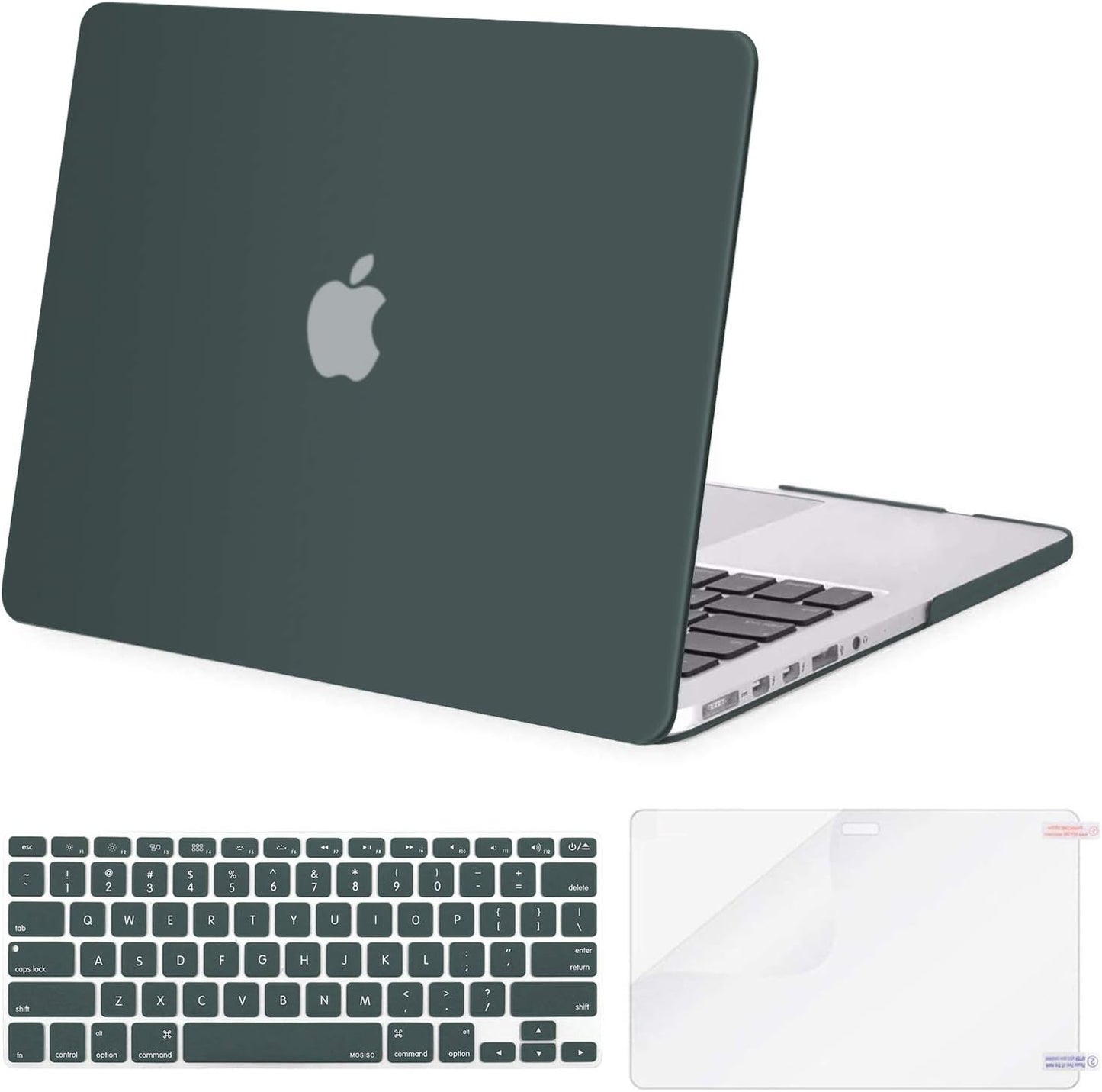 MOSISO Case Only Compatible with MacBook Pro Retina 13 inch (Models: A1502 & A1425) (Older Version Release 2015 - end 2012), Plastic Hard Shell Case & Keyboard Cover & Screen Protector, Midnight Green