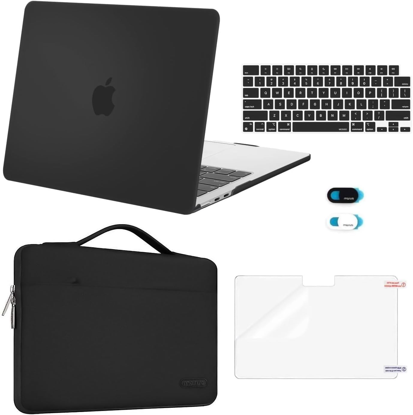 MOSISO Compatible with MacBook Air 13 inch Case M5 2026 M4 2025 M3 M2 2024-2022 A3449 A3240 A3113 A2681,Hard Shell&Sleeve Bag&Keyboard Skin&Webcam Cover&ScreenFilm for MacBook Air 13.6
