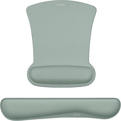 MOSISO Wrist Rest Support for Mouse Pad & Keyboard Set, Ergonomic Mousepad Non-Slip Base Home/Office Pain Relief & Easy Typing Cushion with Neoprene Cloth & Raised Memory Foam