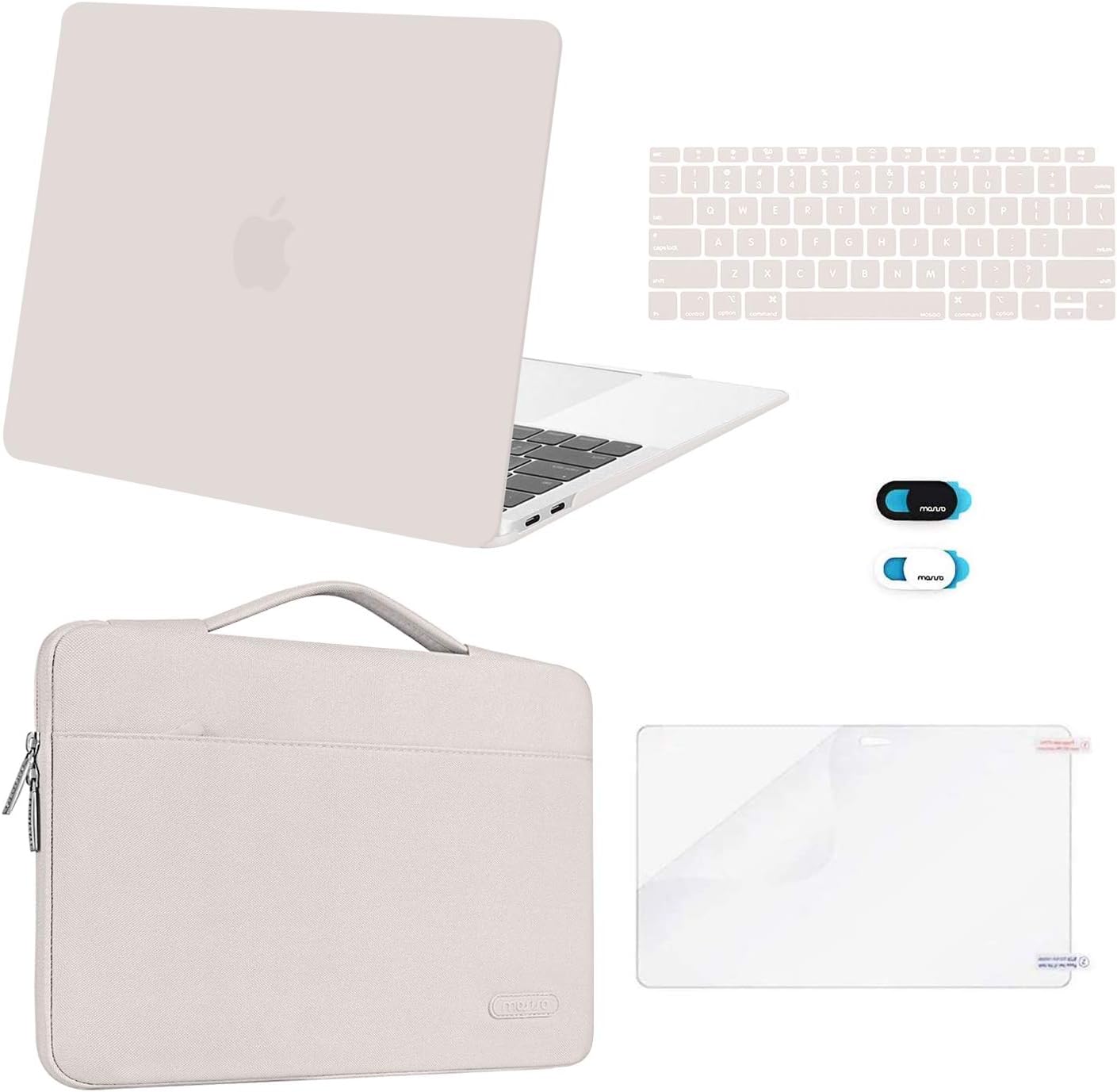 MOSISO Compatible with MacBook Air 13 inch Case M1 Chip 2021 2020 2019 2018 Release A2337 A2179 A1932 Retina Display, Plastic Hard Shell Case&Bag&Keyboard Skin&Webcam Cover&Screen Film, Black
