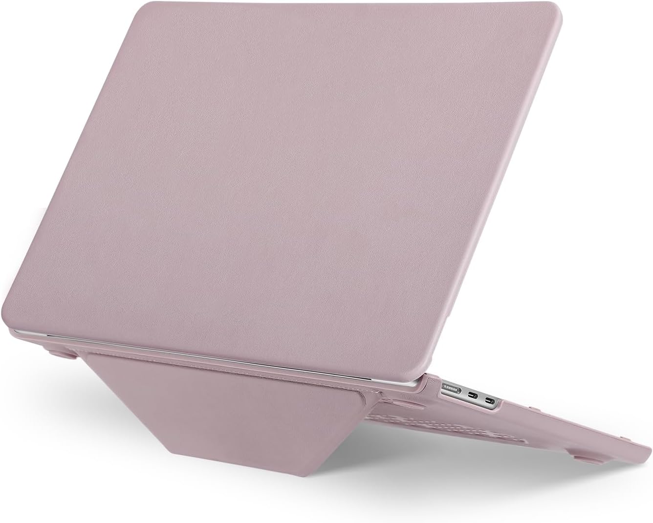 MOSISO Compatible with MacBook Air 15 inch Case 2026 2025 2024 2023 Release M4 A3241 M3 A3114 M2 A2941 Liquid Retina Display&Touch ID, PU Leather Coated Plastic Hard Shell with Fold Kickstand, Pink