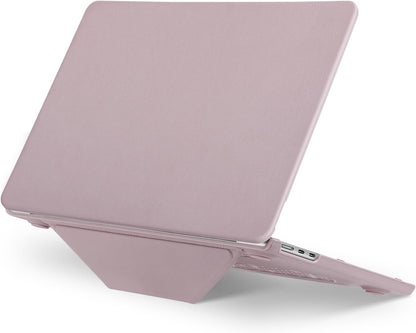 MOSISO Compatible with MacBook Air 15 inch Case 2026 2025 2024 2023 Release M4 A3241 M3 A3114 M2 A2941 Liquid Retina Display&Touch ID, PU Leather Coated Plastic Hard Shell with Fold Kickstand, Pink