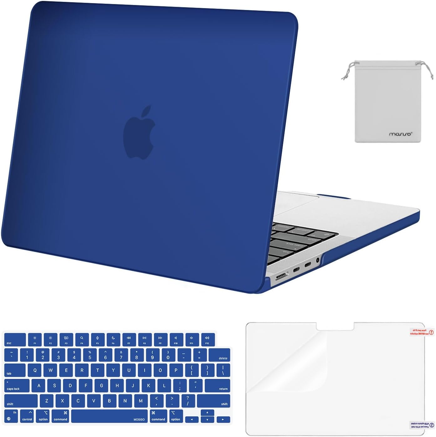 MOSISO Compatible with MacBook Pro 14 inch Case 2025 2024 2023 2022 2021 M4 M3 M2 M1 A3112 A3185 A3401 A2918 A2992 A2779 A2442, Plastic Hard Shell&Keyboard Cover&Screen Film&Pouch, Transparent