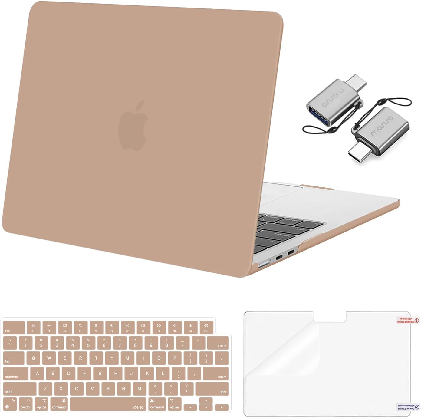 MOSISO Compatible with MacBook Air 13 inch Case M5 2026 M4 2025 M3 M2 2024-2022 A3449 A3240 A3113 A2681, Hard Shell&Keyboard Cover&Screen Film&Type C for MacBook Air 13.6 inch Case
