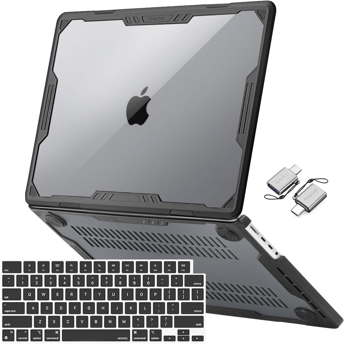 MOSISO Compatible with MacBook Pro 16 inch Case 2025-2021 M4 M3 M2 M1 A3403 A3186 A2991 A2780 A2485, Symmetric Geometric Heavy Duty Hard Shell Case with TPU Bumper&Keyboard Cover&Type C, Black