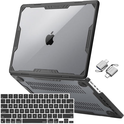 MOSISO Compatible with MacBook Pro 16 inch Case 2025-2021 M4 M3 M2 M1 A3403 A3186 A2991 A2780 A2485, Symmetric Geometric Heavy Duty Hard Shell Case with TPU Bumper&Keyboard Cover&Type C, Black