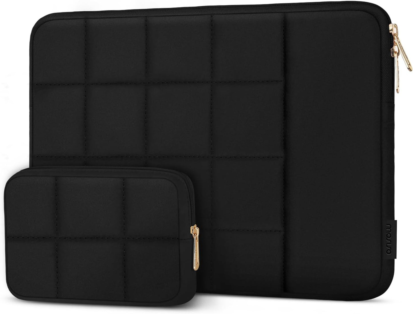 MOSISO Laptop Case 13.3-16 inch,13-13.3/14/16inch Puffy Laptop Sleeve, Compatible with MacBook ,HP Dell ASUS,Twelve Square Quilted Bag with Vertical Pocket&Small Case