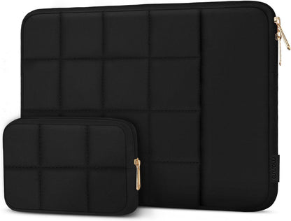 MOSISO Laptop Case 13.3-16 inch,13-13.3/14/16inch Puffy Laptop Sleeve, Compatible with MacBook ,HP Dell ASUS,Twelve Square Quilted Bag with Vertical Pocket&Small Case