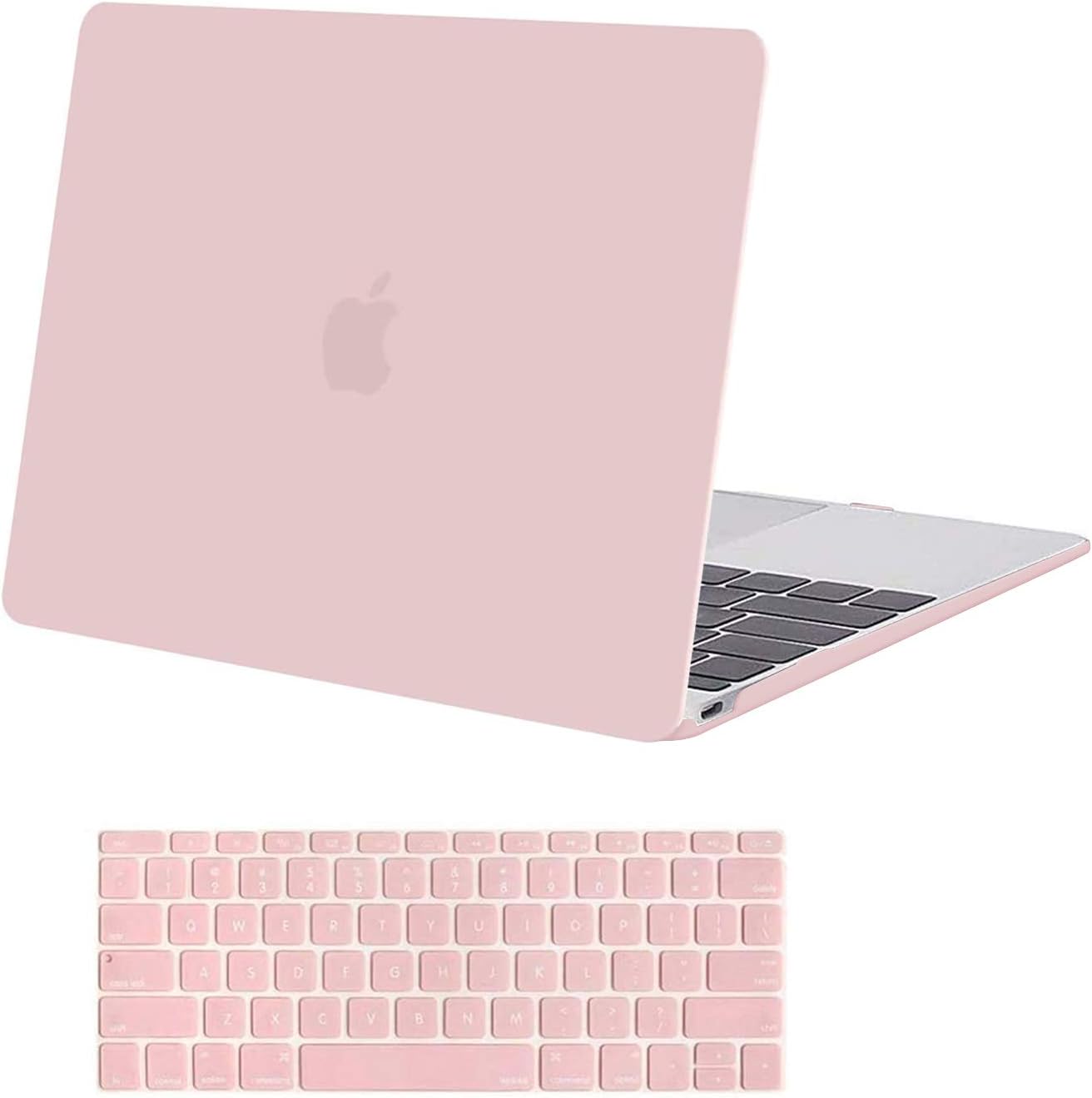 MOSISO Compatible with MacBook 12 inch Case with Retina Display (Model: A1534, Release 2017 2016 2015), Plastic Hard Shell Case & Keyboard Cover Skin, Rose Quartz
