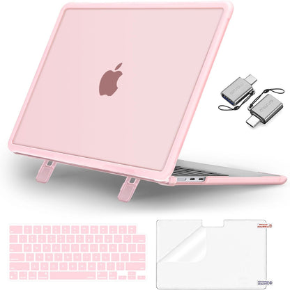 MOSISO Shock-Absorbing Cover Compatible with MacBook Air 13 inch Case M2-M5 2022-2026 A2681 A3113 A3240 A3449, 4 in 1 Kit Anti-Crack Hard Shell with Kickstand