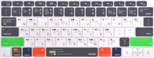 MOSISO Keyboard Cover Compatible with MacBook Air 13 inch 2019 2018 Release A1932 with Retina Display & Touch ID, Waterproof Dust-Proof Protective Silicone Skin, Mac OS X Shortcut, Gray