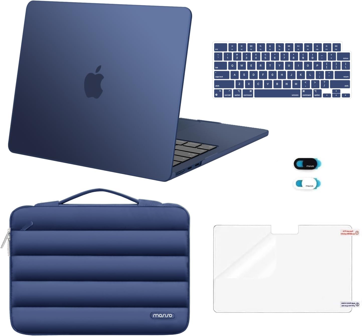 MOSISO Compatible with MacBook Air 13 inch Case M5 2026 M4 2025 M3 M2 2024-2022 A3449 A3240 A3113 A2681, Hard Case&Puffy Bag&Keyboard Cover&Webcam Cover&ScreenFilm for MacBook Air 13.6, Antique Green