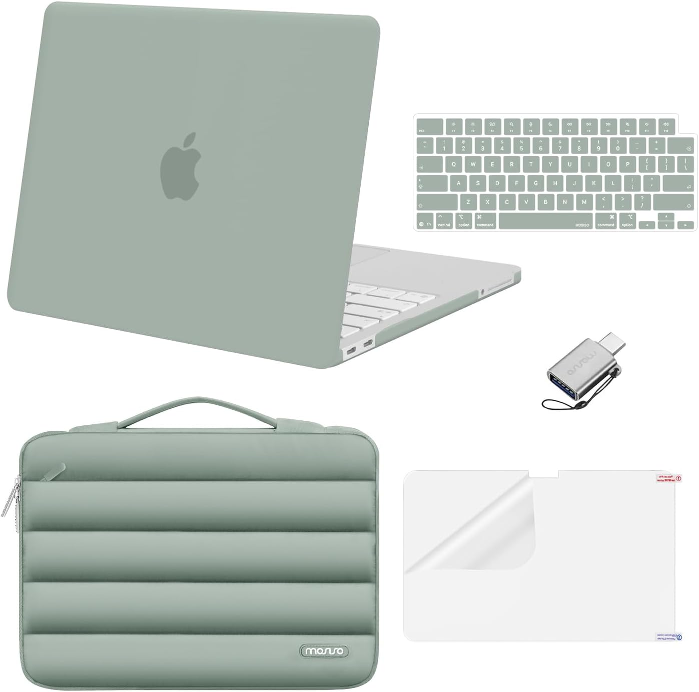 MOSISO Compatible with MacBook Neo Case 13 inch 2026 Release Model A3404 with A18 Pro Chip, Scratch-Resistant Protective Hard Shell&Puffy Sleeve Bag&Keyboard Skin&Screen Film&Type C, Blush