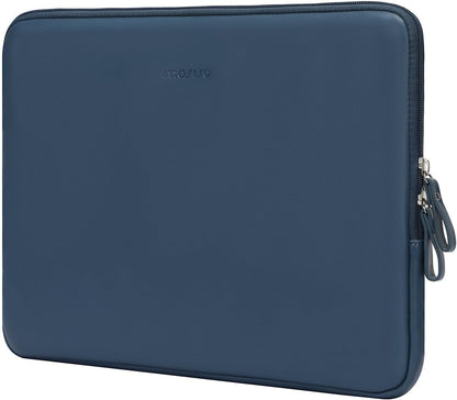 MOSISO 13-16‑Inch Waterproof PU‑Leather Padded Laptop Sleeve, Slim Protective Notebook Case with Inner Accessory Compartment