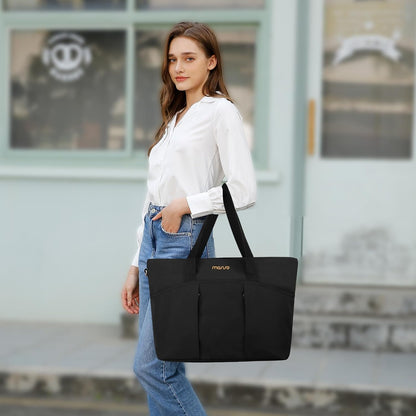 MOSISO Canvas Beach Tote Bags, Large Capacity Canvas Laptop Tote Bag
