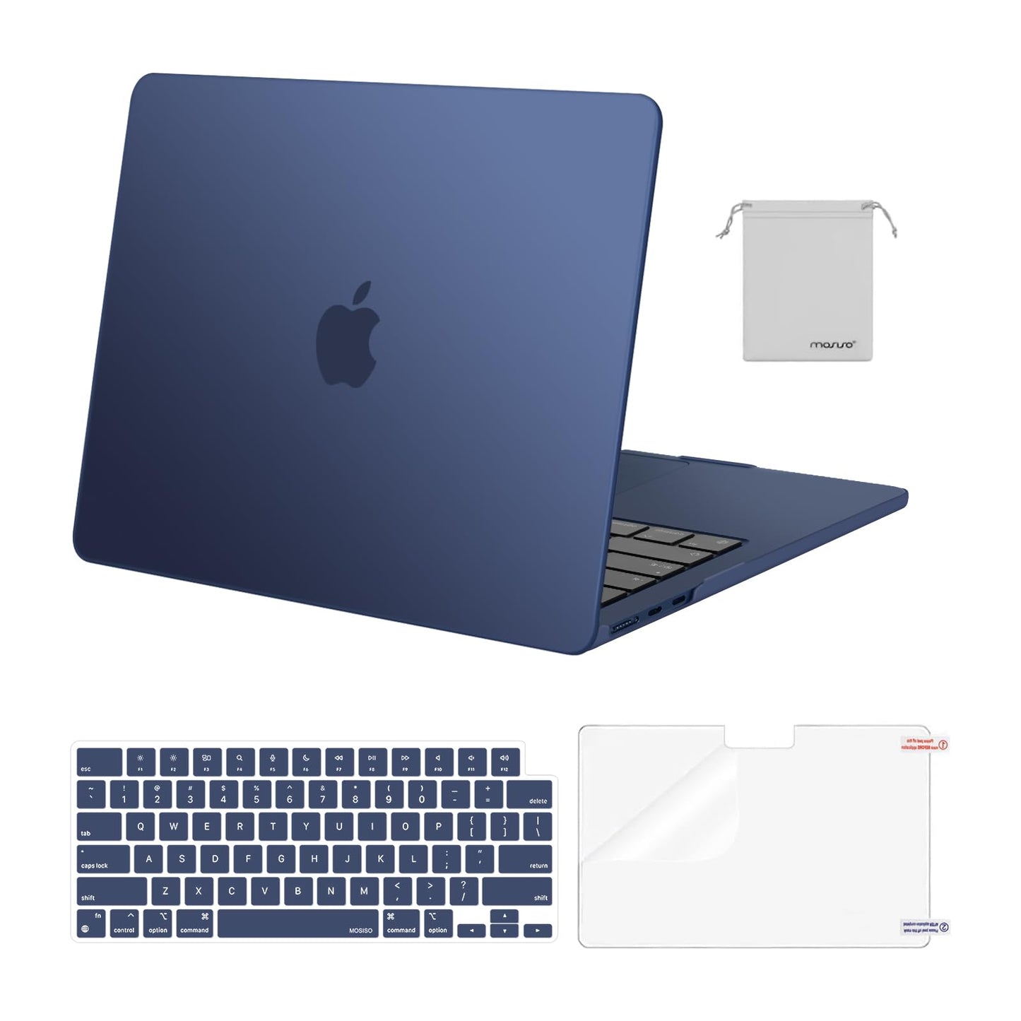 MOSISO Compatible with MacBook Air 15 inch Case M4 M3 M2 2025 2024 2023 Release A3241 A3114 A2941 with Touch ID, Plastic Hard Shell Case&Keyboard Cover&Screen Protector&Storage Bag, Crystal Clear