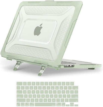 MOSISO 2 in 1 Honeycomb Shockproof TPU Bumper Hard Case Compatible with MacBook Air 15 Inch M5-M2 2023-2026 A3448 A3241 A3114 A2941, Heavy Duty Protective Shell With Fold Kickstand & Keyboard Cover, Multi Colors Available
